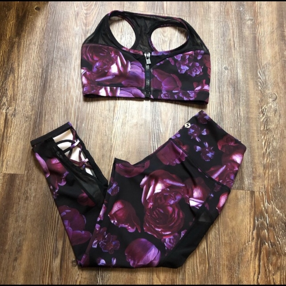 Popflex active dark bloom workout set. Xs